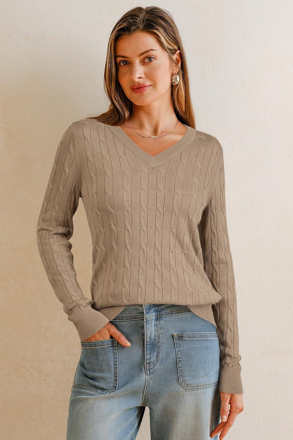imageArachampCloz Womens Wool Blend Spring Sweaters Business Casual OutfitsCablecamel