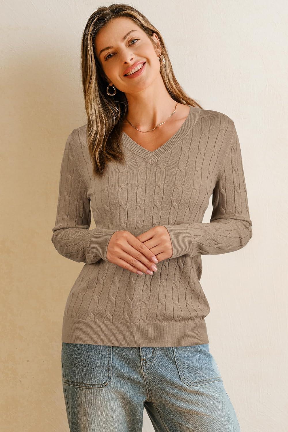 imageArachampCloz Womens Wool Blend Spring Sweaters Business Casual OutfitsCablecamel