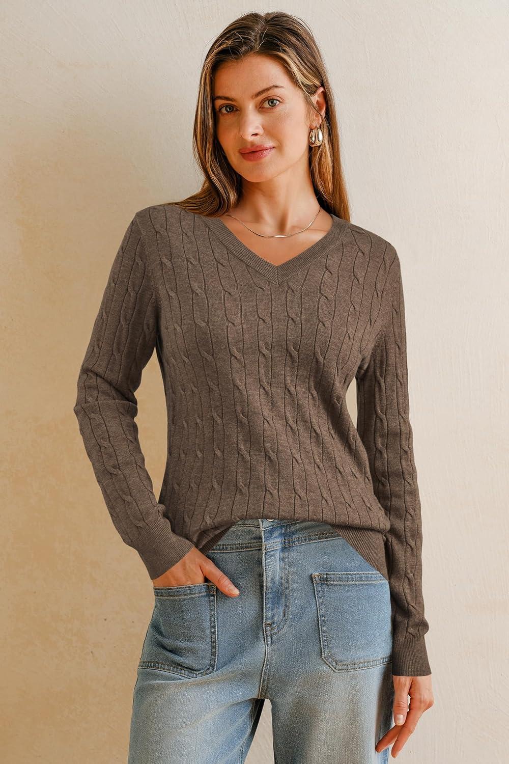 imageArachampCloz Womens Wool Blend Spring Sweaters Business Casual OutfitsCablecoffee