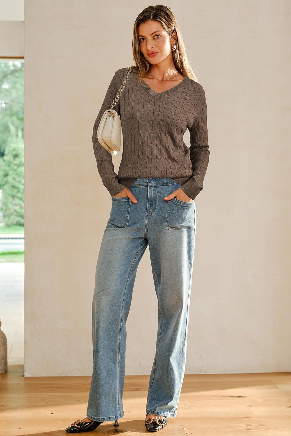 imageArachampCloz Womens Wool Blend Spring Sweaters Business Casual OutfitsCablecoffee