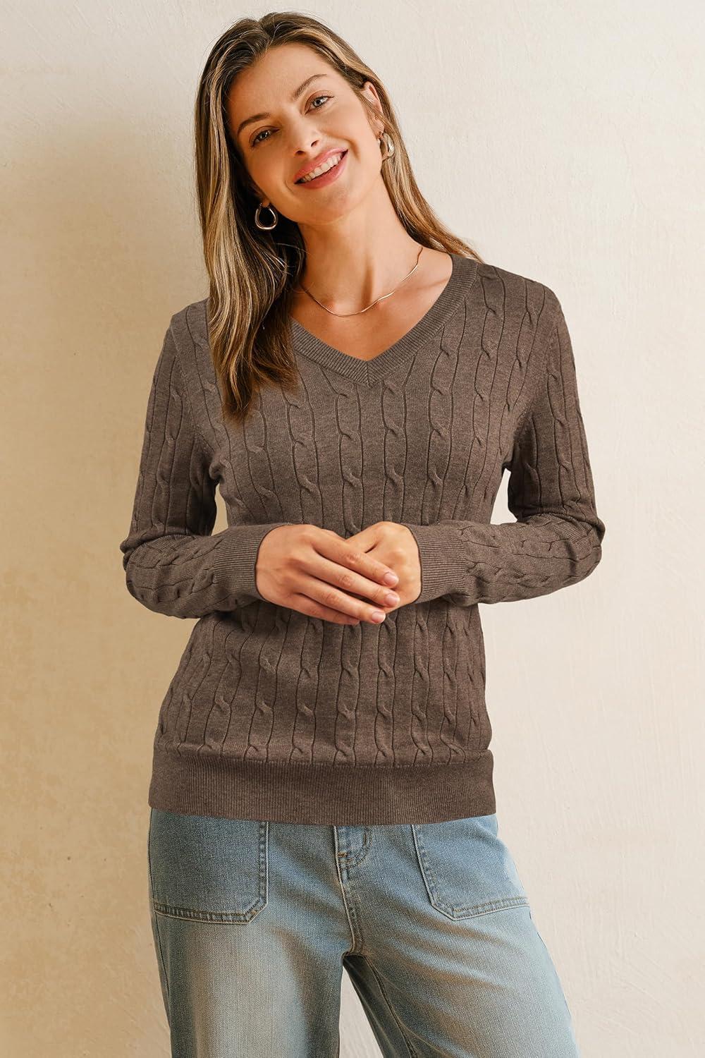 imageArachampCloz Womens Wool Blend Spring Sweaters Business Casual OutfitsCablecoffee