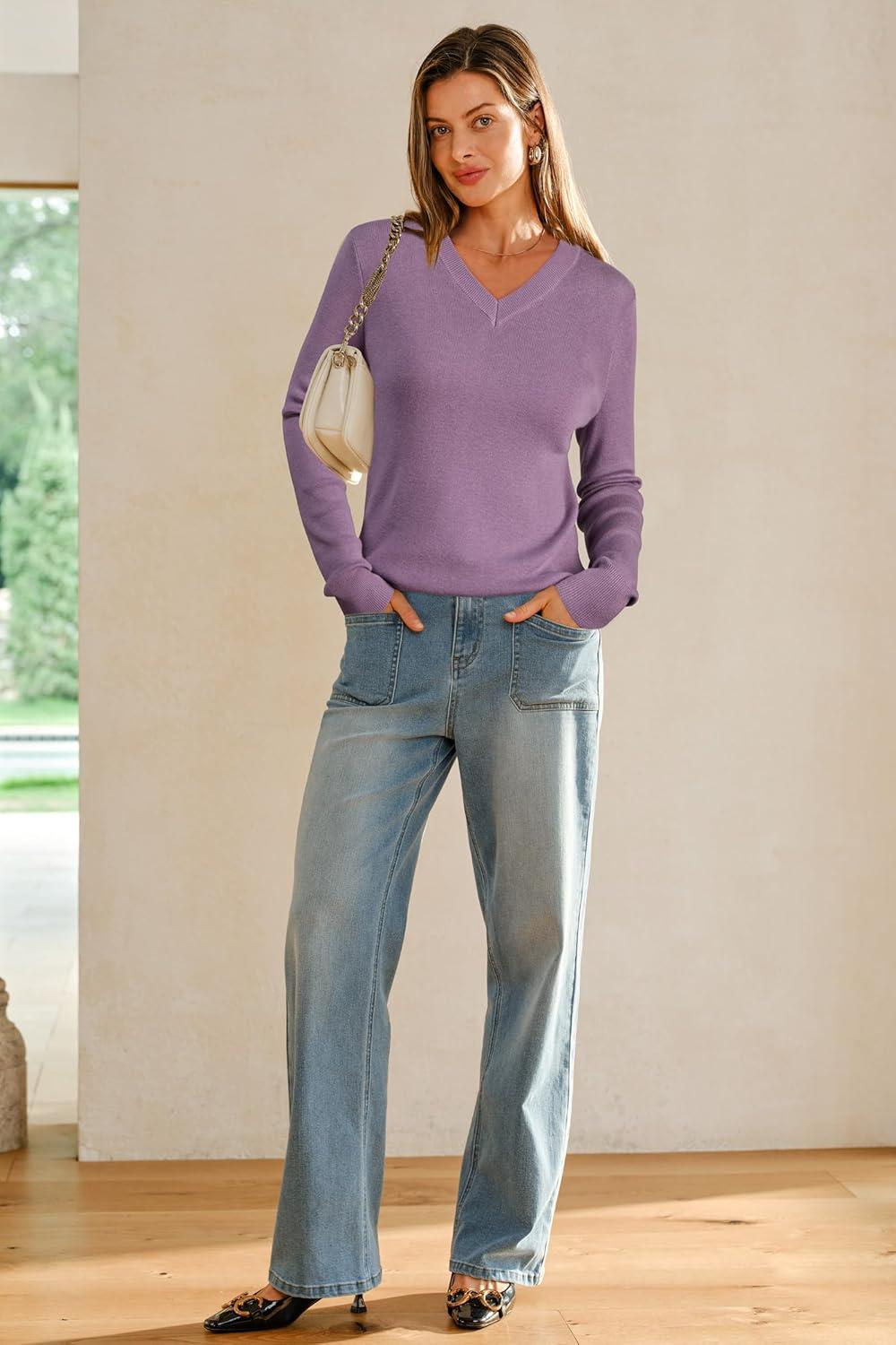imageArachampCloz Womens Wool Blend Spring Sweaters Business Casual OutfitsPurple