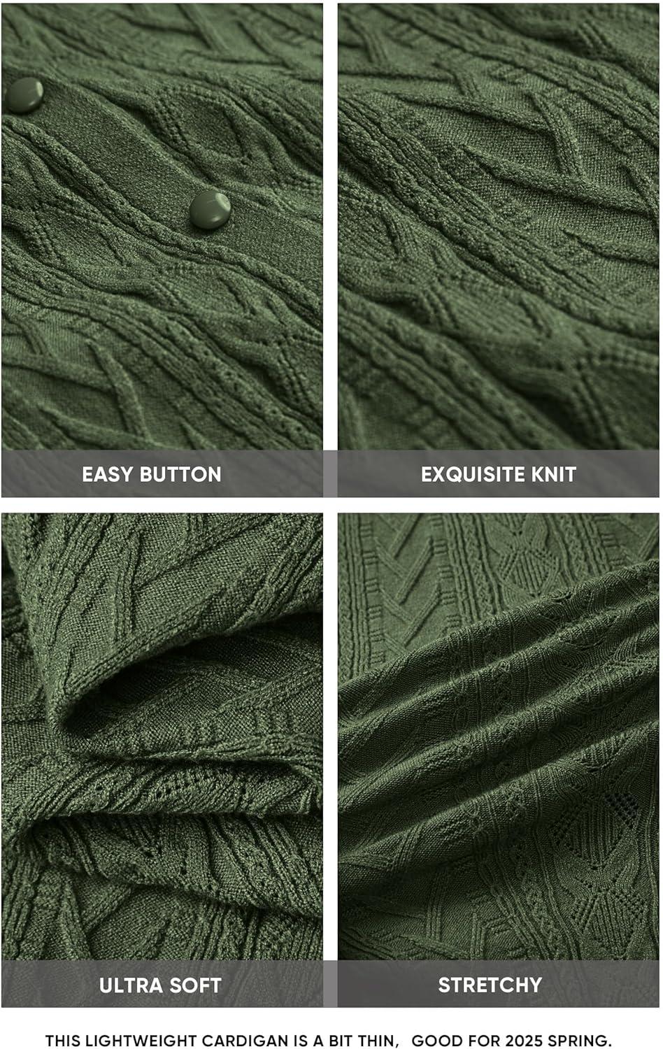 imageArachampCloz Womens Cable Knit Fall Soft Lightweight Sweater Cardigans 2025Army Green