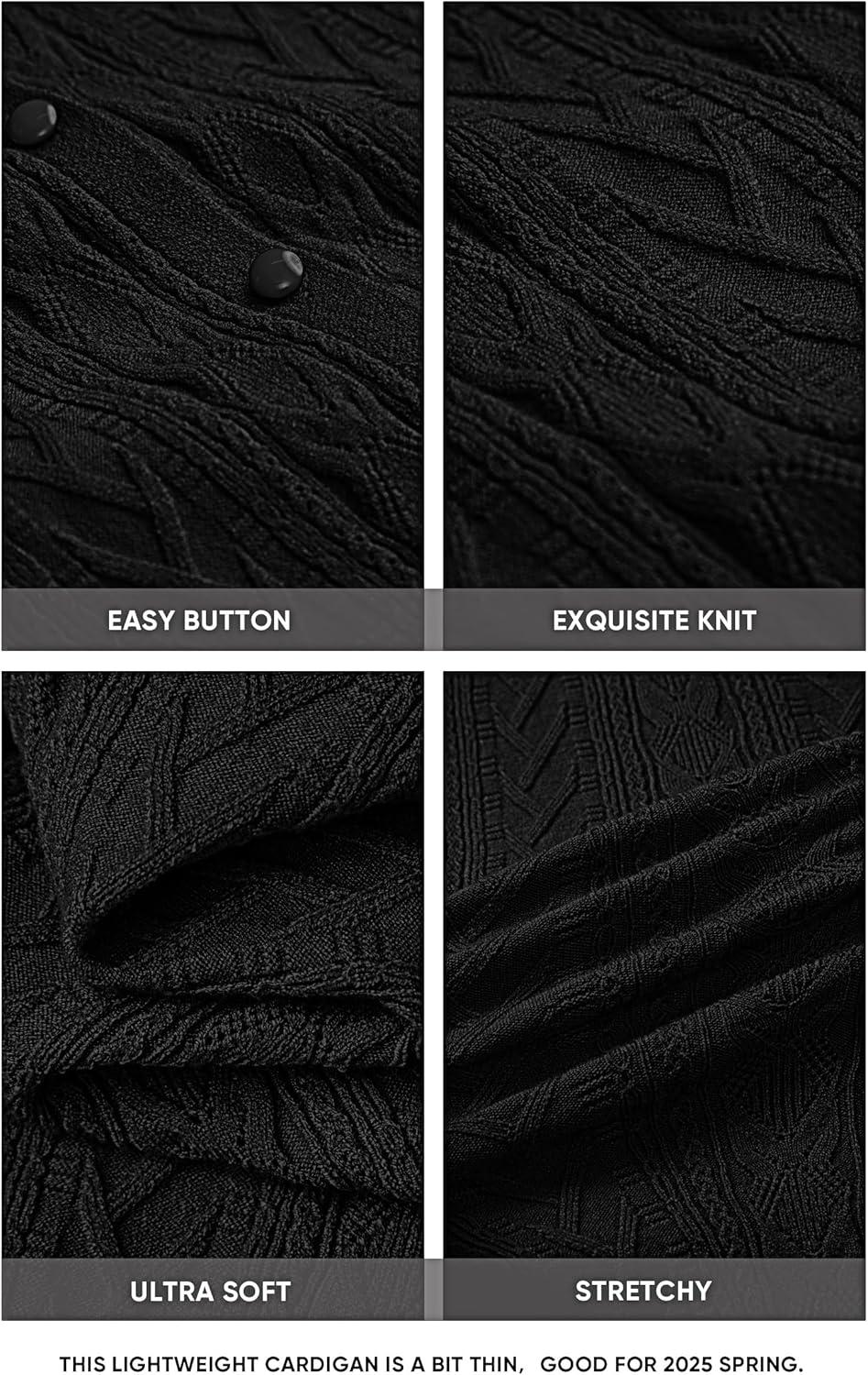 imageArachampCloz Womens Cable Knit Fall Soft Lightweight Sweater Cardigans 2025Black