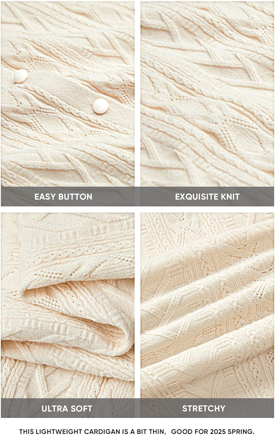 imageArachampCloz Womens Cable Knit Fall Soft Lightweight Sweater Cardigans 2025Ivory Apricot