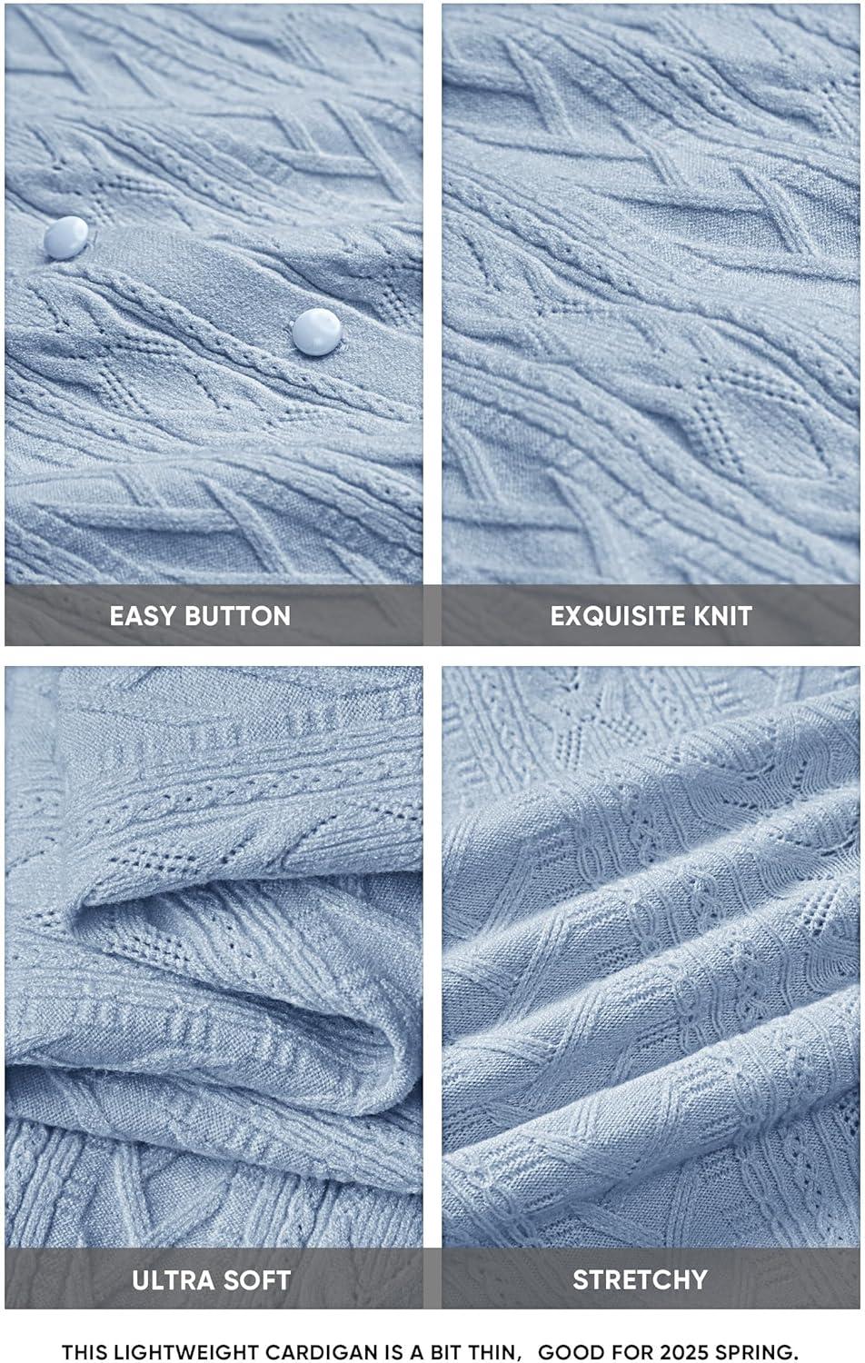 imageArachampCloz Womens Cable Knit Fall Soft Lightweight Sweater Cardigans 2025Sky Blue