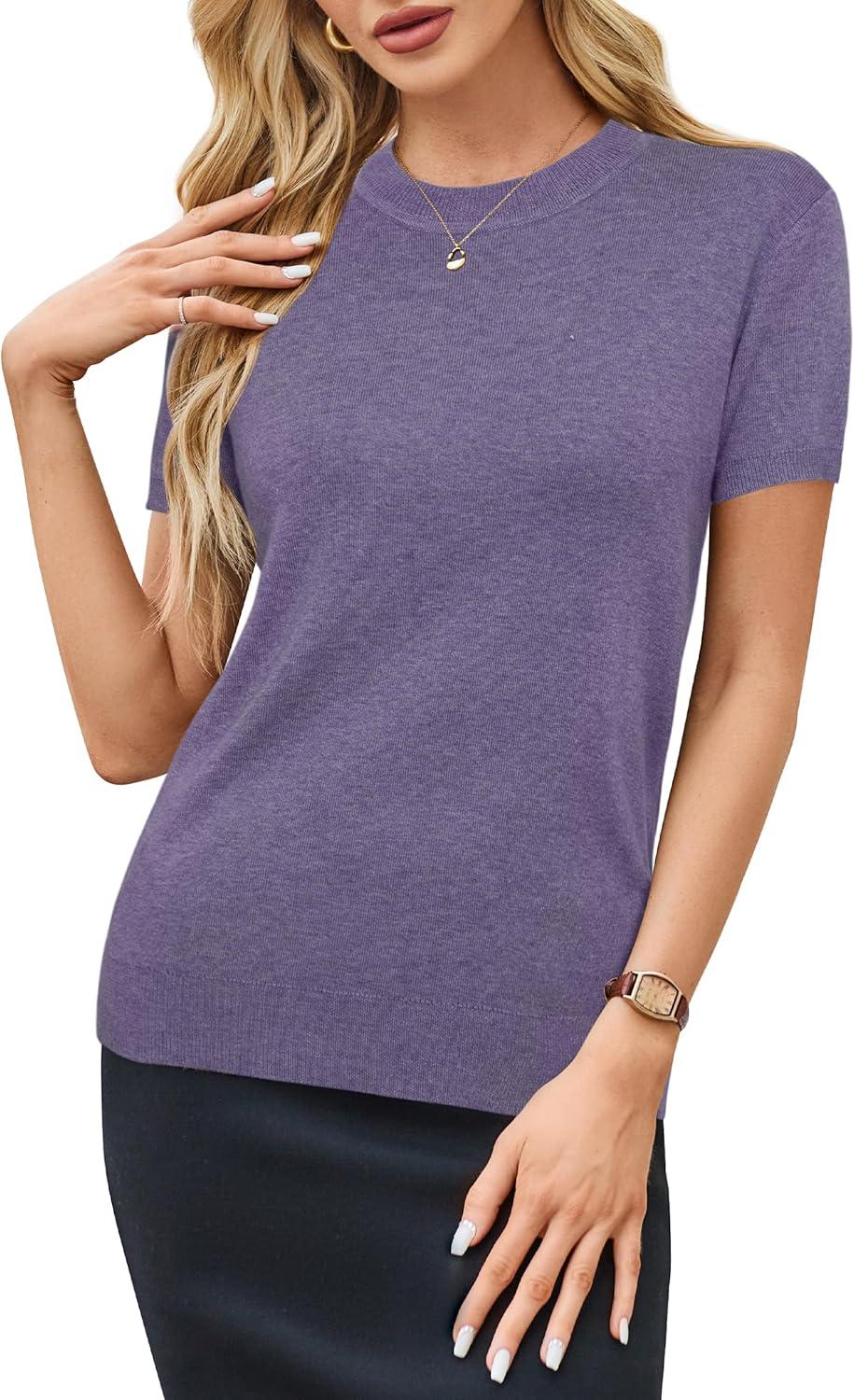 imageArachampCloz Womens Wool Blend Business Casual Essential Fall Layering Pullover SweatersAcorn Violet