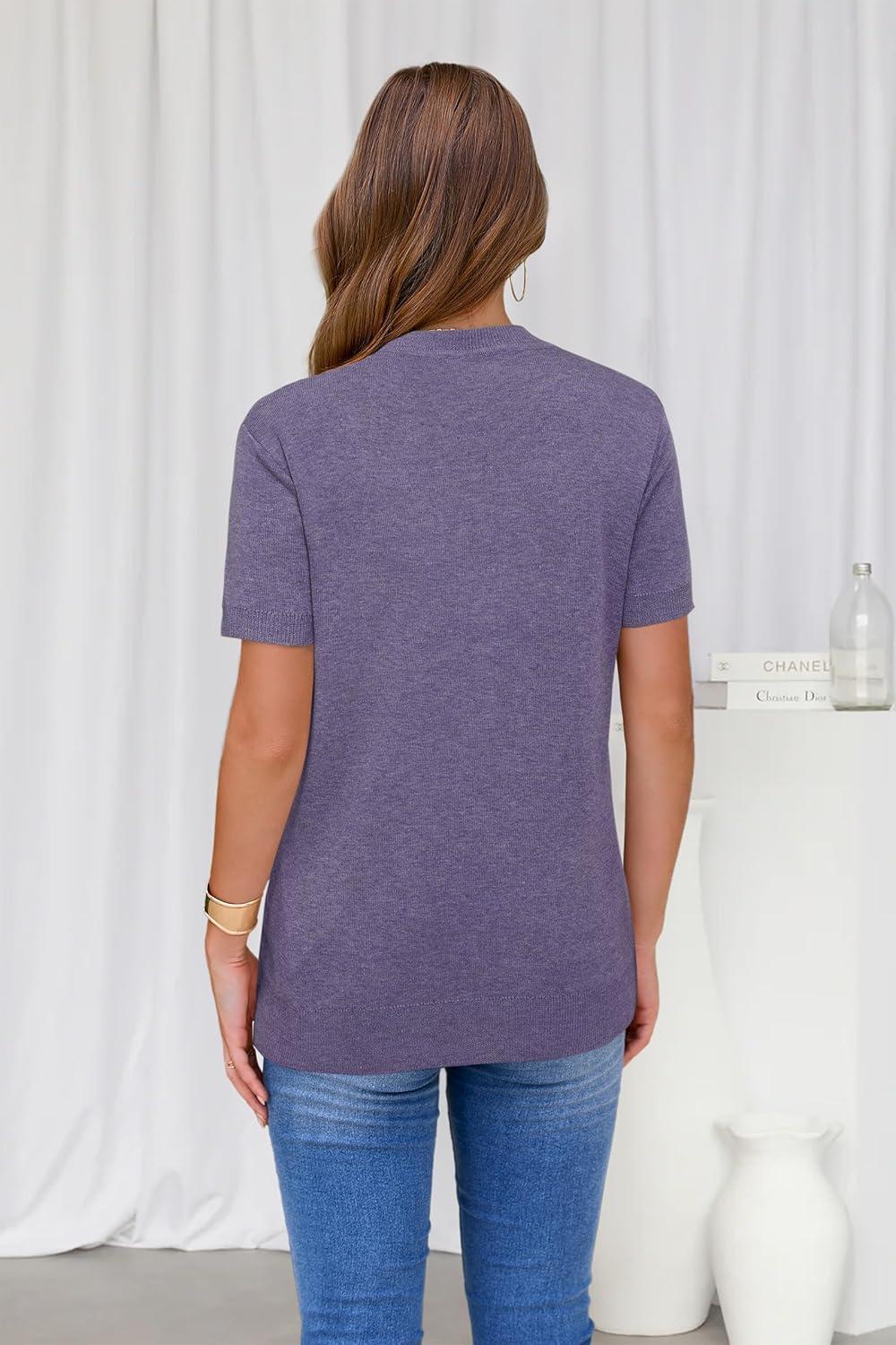 imageArachampCloz Womens Wool Blend Business Casual Essential Fall Layering Pullover SweatersAcorn Violet