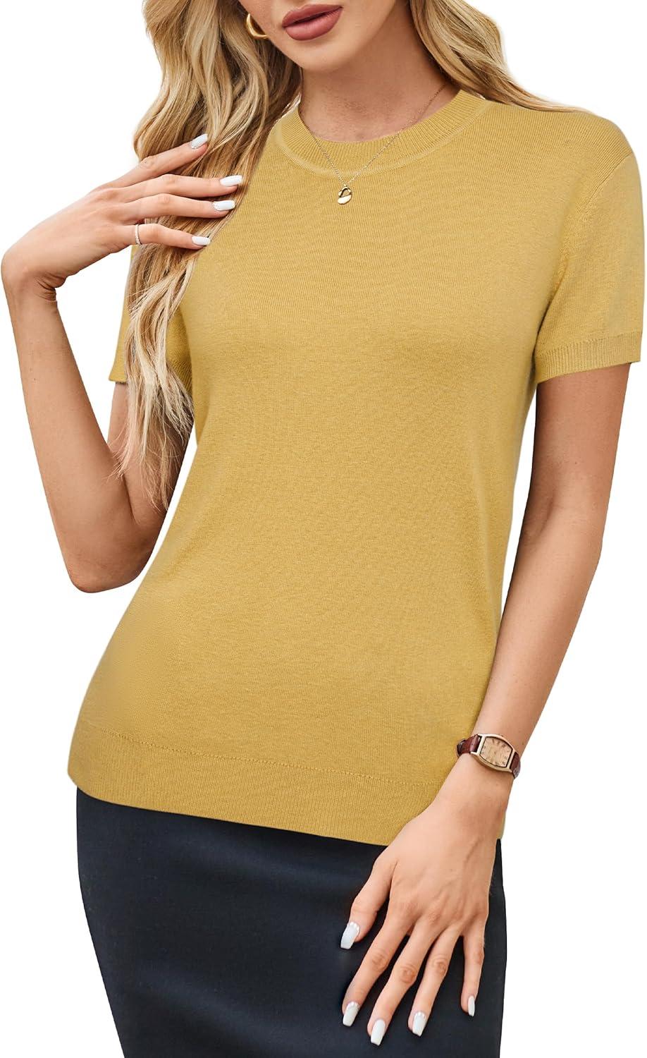 imageArachampCloz Womens Wool Blend Business Casual Essential Fall Layering Pullover SweatersAlight Turmeric