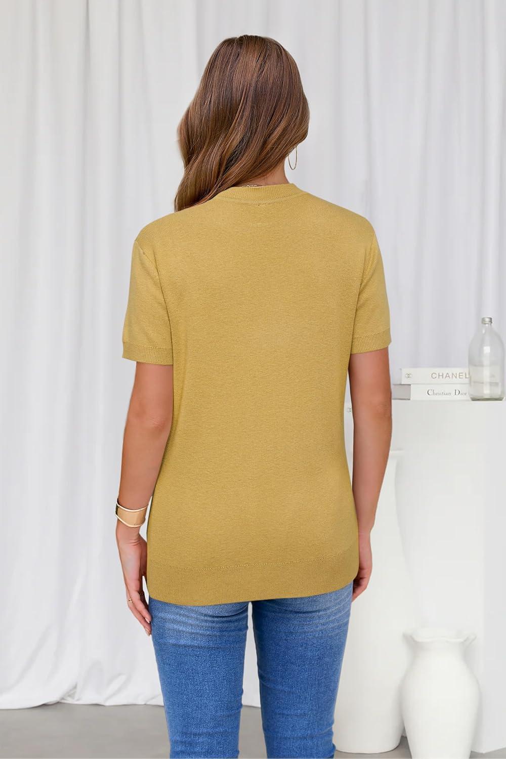 imageArachampCloz Womens Wool Blend Business Casual Essential Fall Layering Pullover SweatersAlight Turmeric