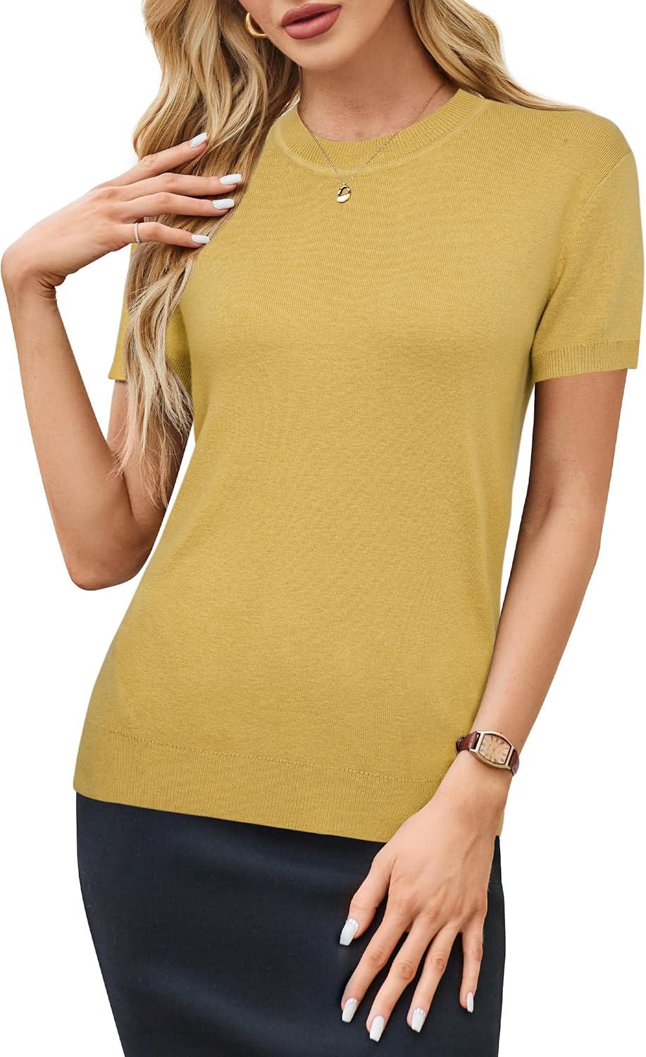 imageArachampCloz Womens Wool Blend Business Casual Essential Fall Layering Pullover SweatersAlight Turmeric