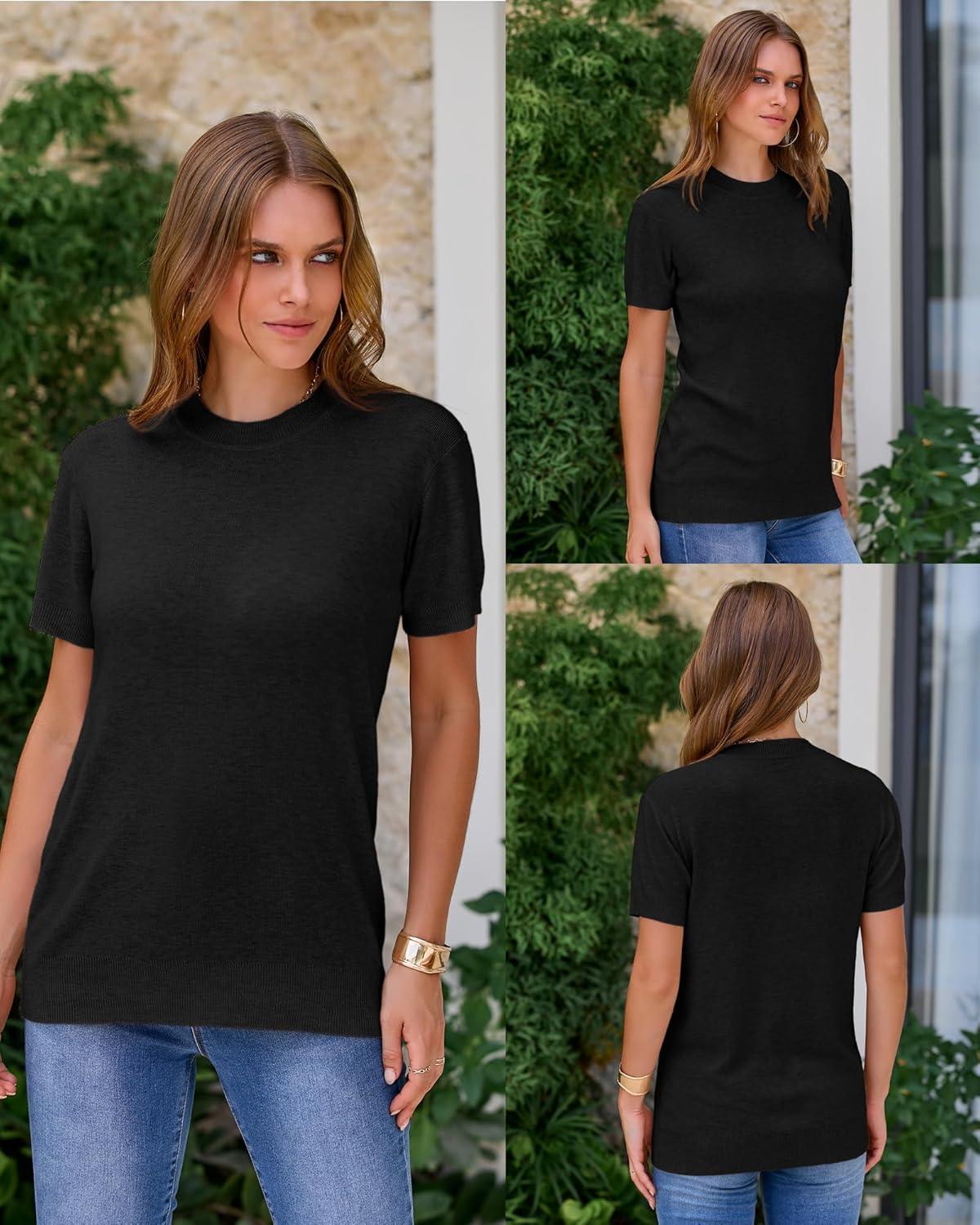 imageArachampCloz Womens Wool Blend Business Casual Essential Fall Layering Pullover SweatersBlack
