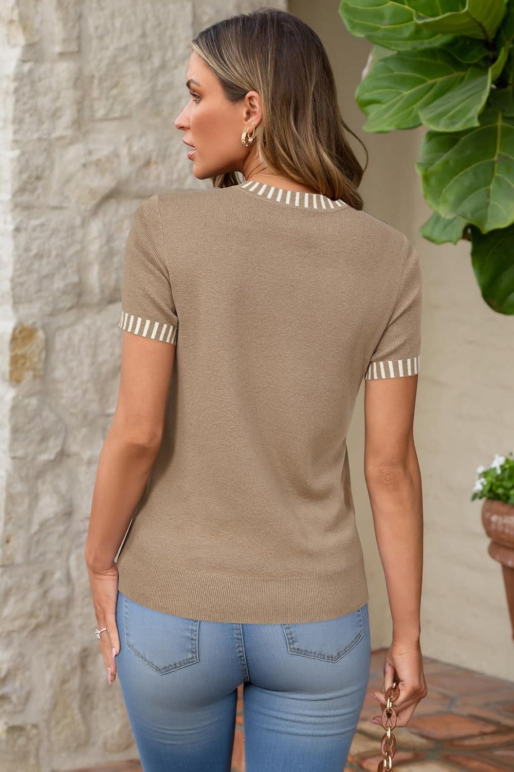 imageArachampCloz Womens Wool Blend Business Casual Essential Fall Layering Pullover SweatersCamel025132