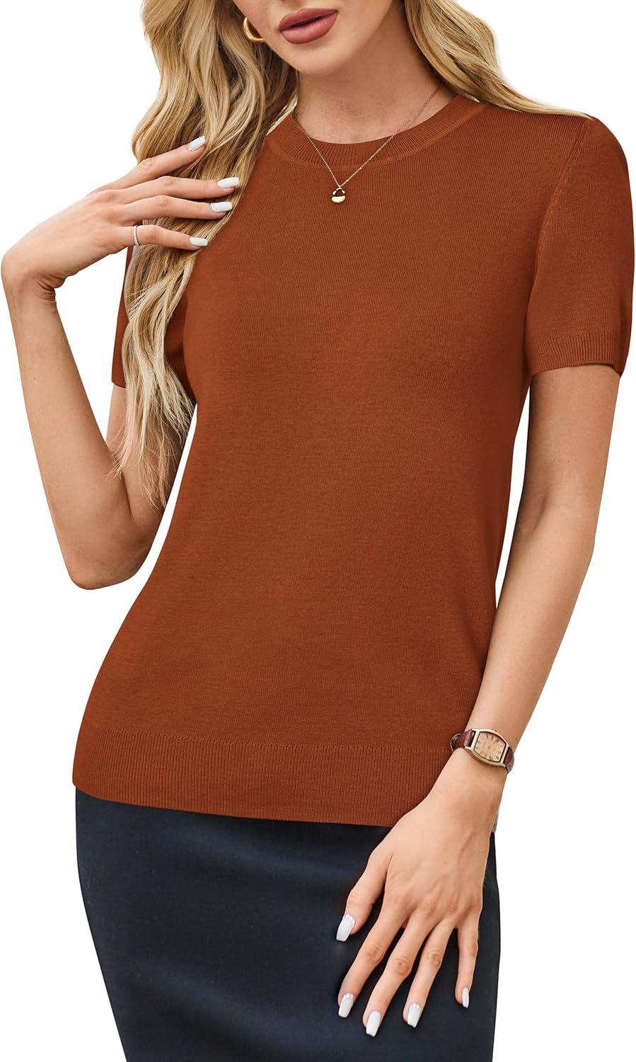 imageArachampCloz Womens Wool Blend Business Casual Essential Fall Layering Pullover SweatersCaramel
