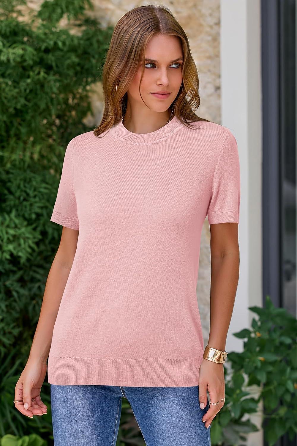imageArachampCloz Womens Wool Blend Business Casual Essential Fall Layering Pullover SweatersLight Pink