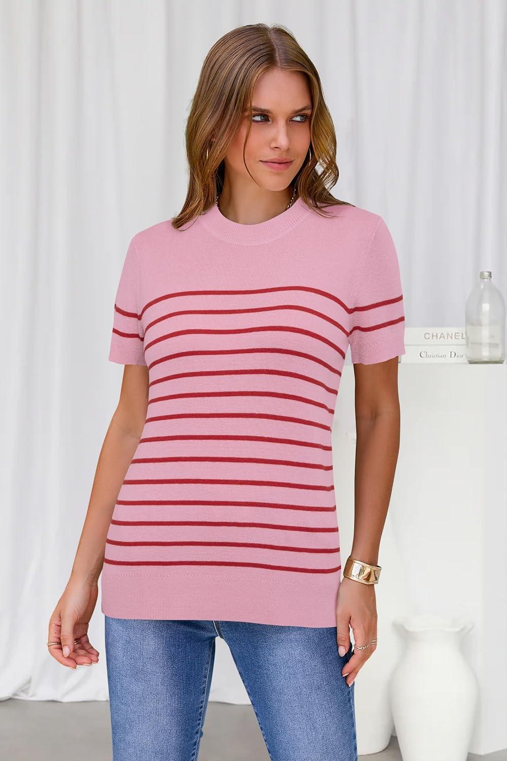 imageArachampCloz Womens Wool Blend Business Casual Essential Fall Layering Pullover SweatersPinkred
