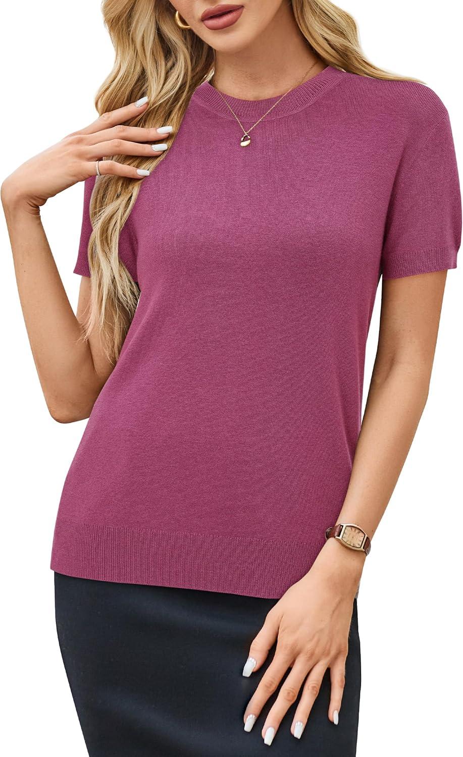 imageArachampCloz Womens Wool Blend Business Casual Essential Fall Layering Pullover SweatersRaspberry Pink