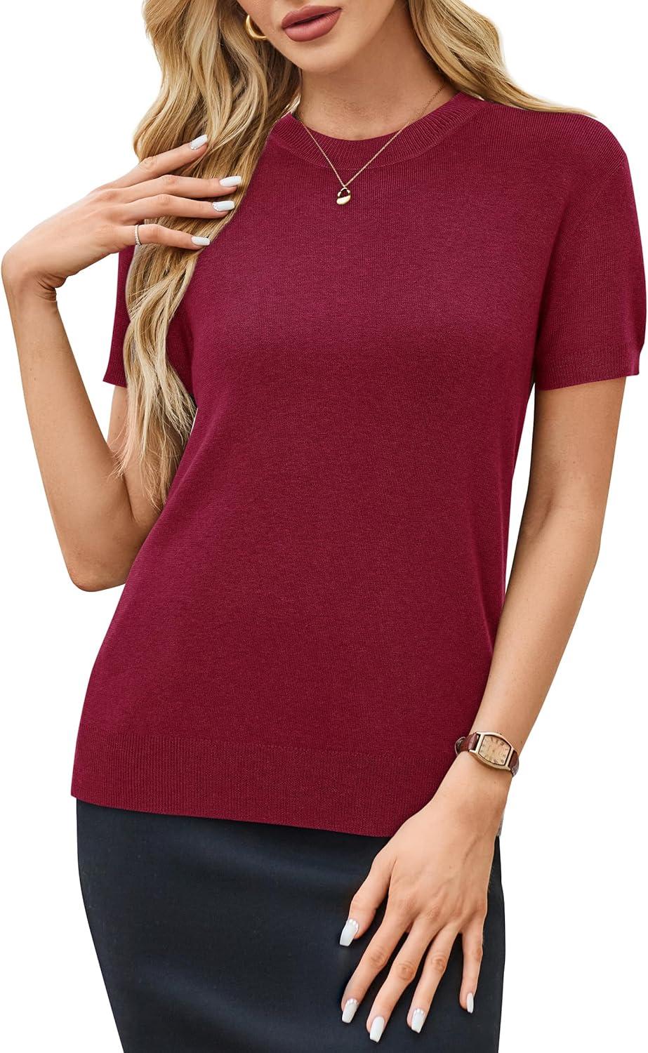 imageArachampCloz Womens Wool Blend Business Casual Essential Fall Layering Pullover SweatersRed