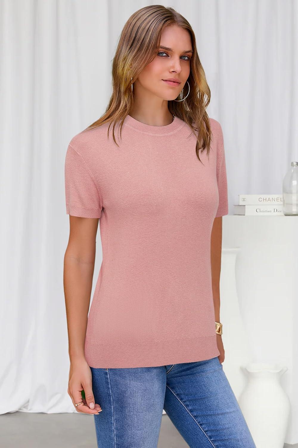 imageArachampCloz Womens Wool Blend Business Casual Essential Fall Layering Pullover SweatersSakura Pink