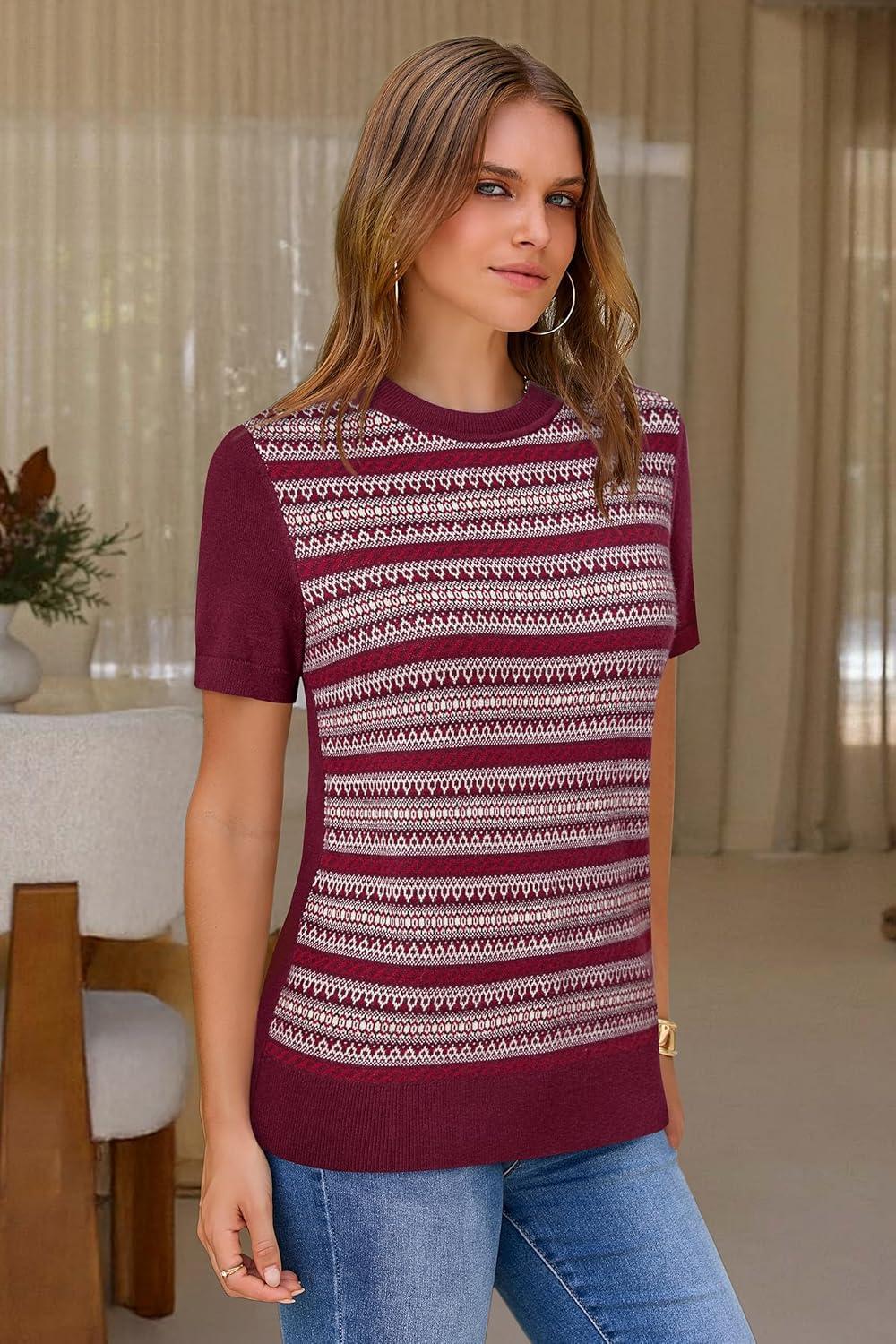 imageArachampCloz Womens Wool Blend Business Casual Essential Fall Layering Pullover SweatersWine5192