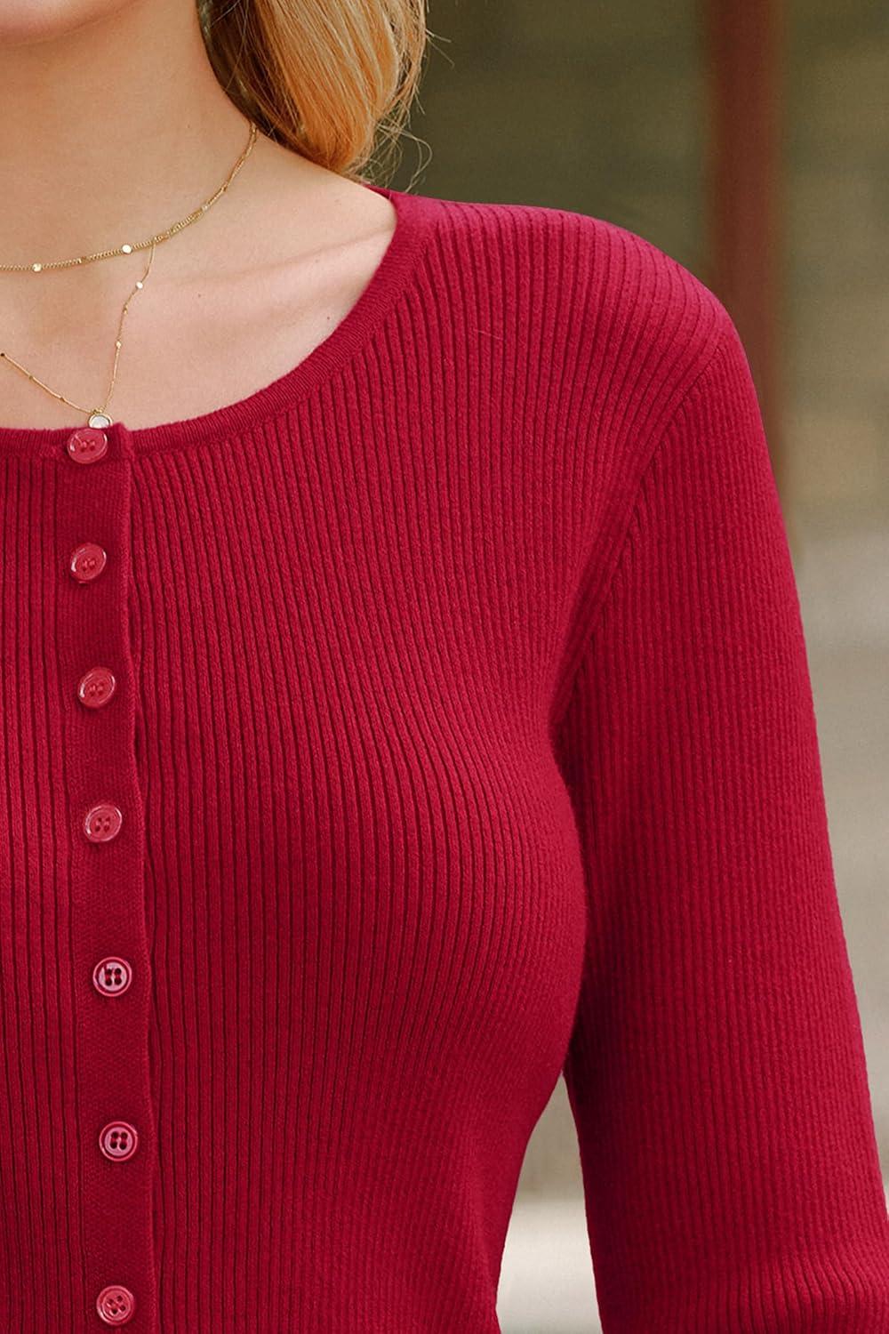 imageArachampCloz Womens Wool Blend Button Up Spring Business Cardigan Tops Outfits 2026Red