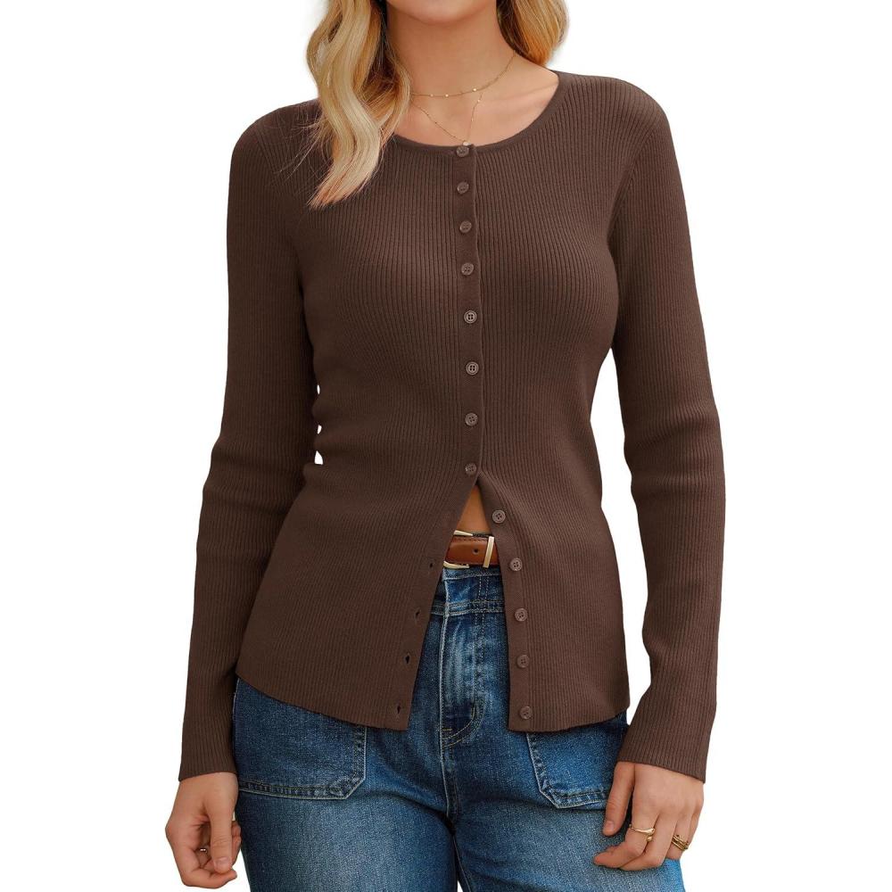 Arach&Cloz Women’s Wool Blend Button Up Spring Business Cardigan Tops ...