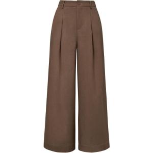 Arach&Cloz Womens Linen Blend Wide Leg All-Season Business Casual Outfits Dress Pants(Coffee)