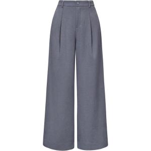 Arach&Cloz Womens Linen Blend Wide Leg All-Season Business Casual Outfits Dress Pants(Grey)