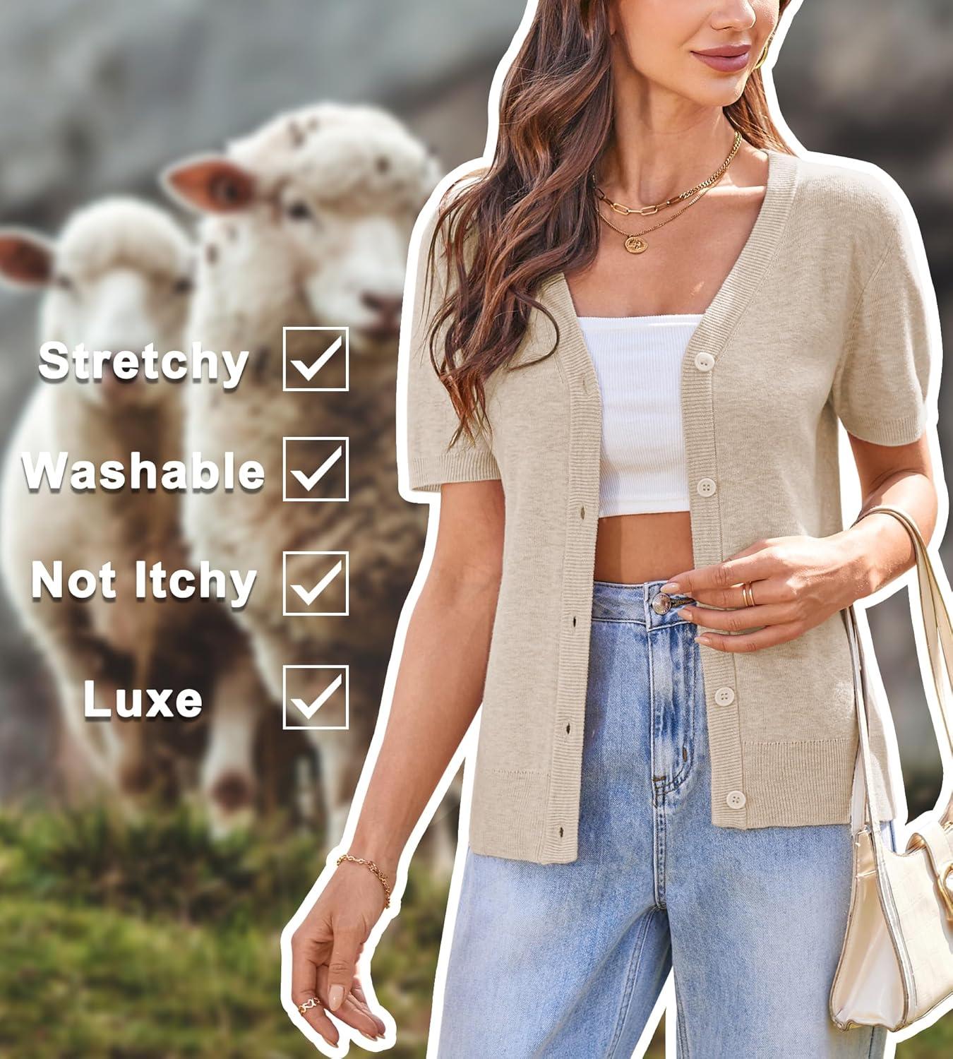 imageArachampCloz Womens Wool Blend Business Casual Cardigan Sweaters TopsApricot