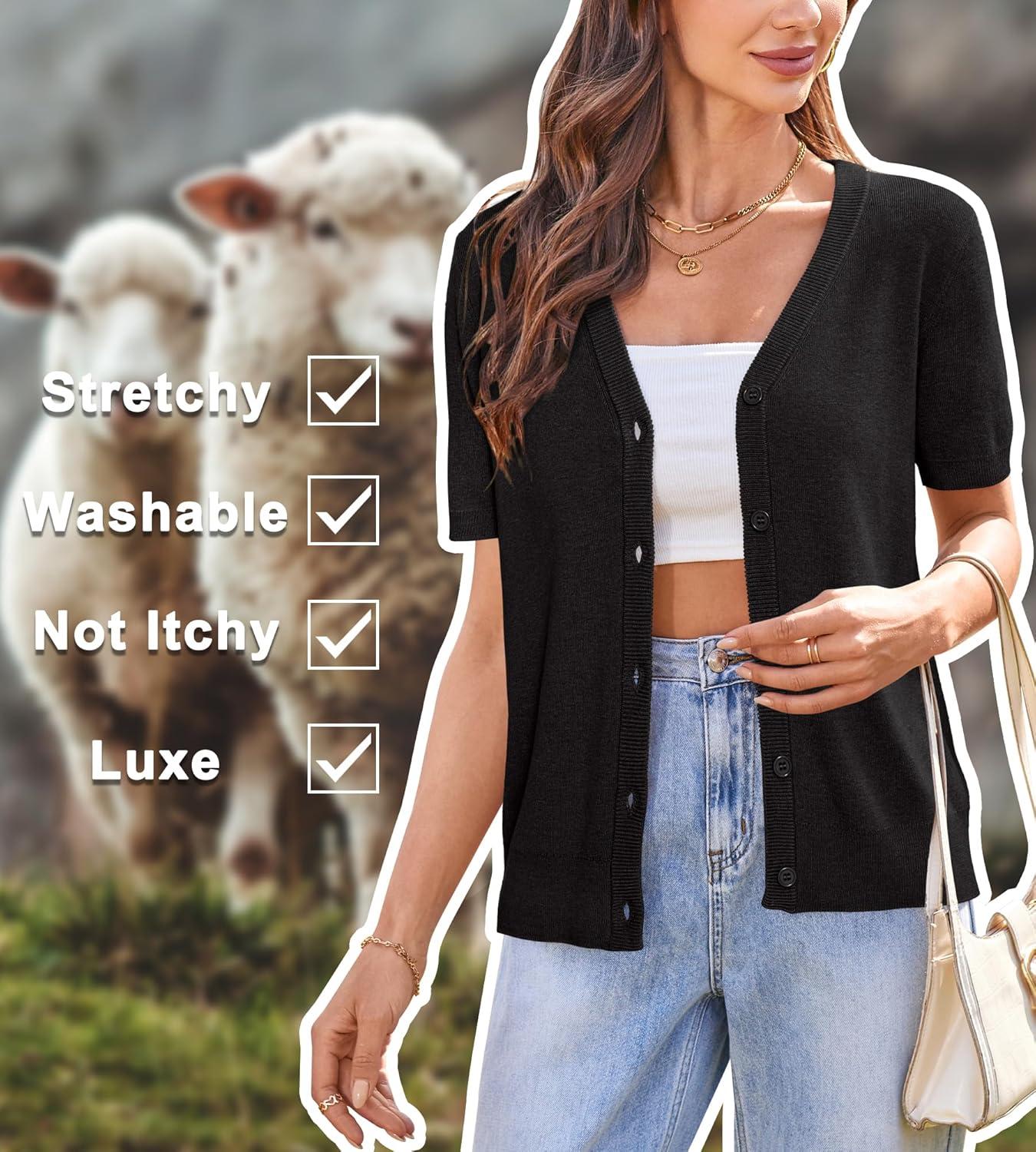 imageArachampCloz Womens Wool Blend Business Casual Cardigan Sweaters TopsBlack