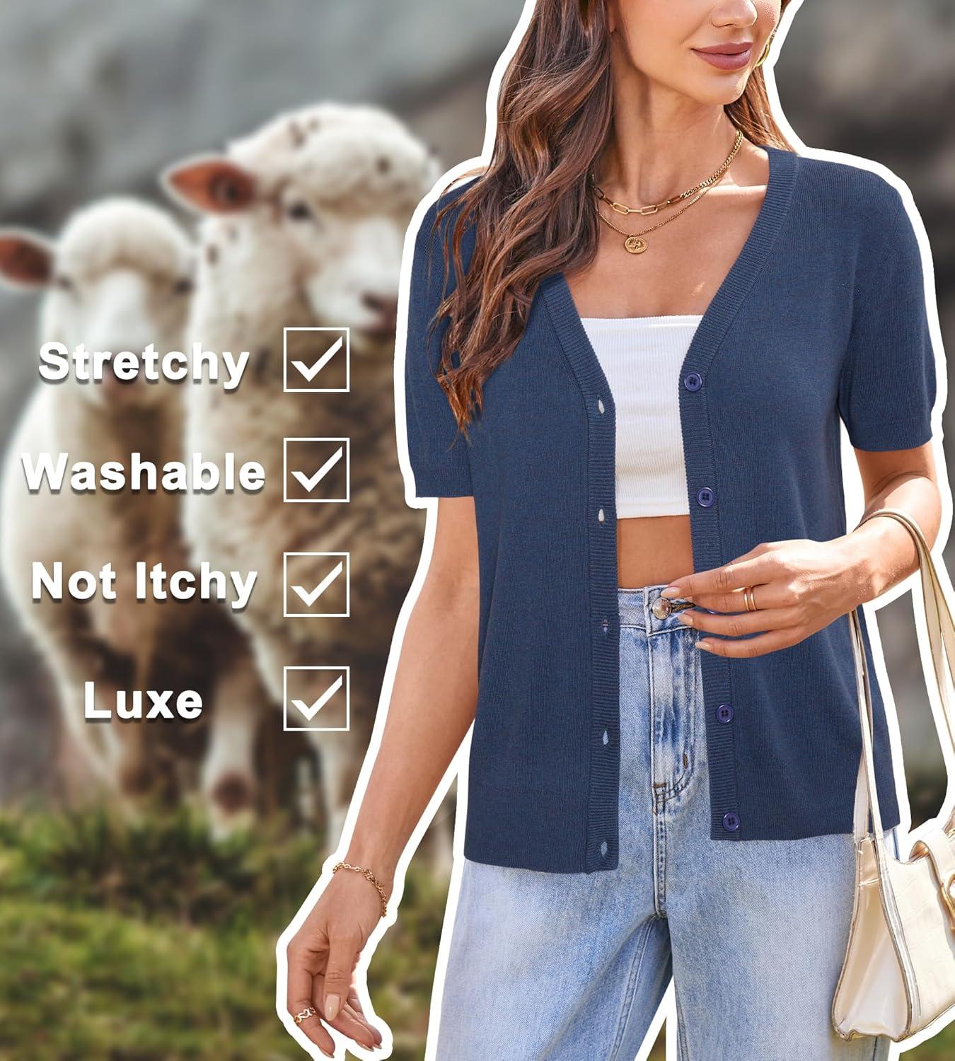 imageArachampCloz Womens Wool Blend Business Casual Cardigan Sweaters TopsBlue