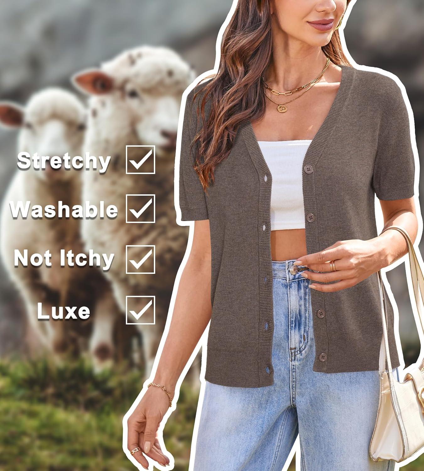 imageArachampCloz Womens Wool Blend Business Casual Cardigan Sweaters TopsCoffee