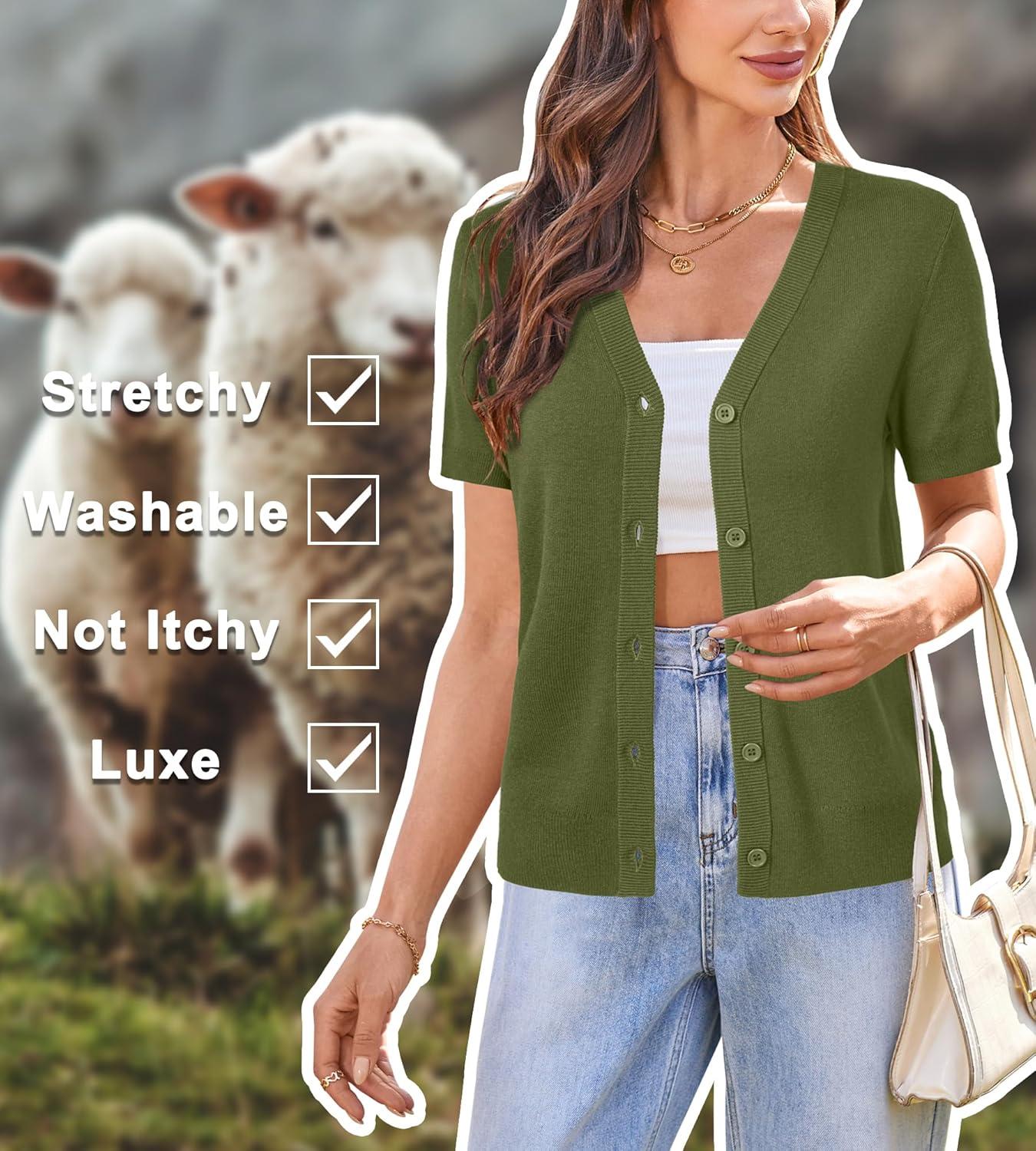 imageArachampCloz Womens Wool Blend Business Casual Cardigan Sweaters TopsGrass Army Green
