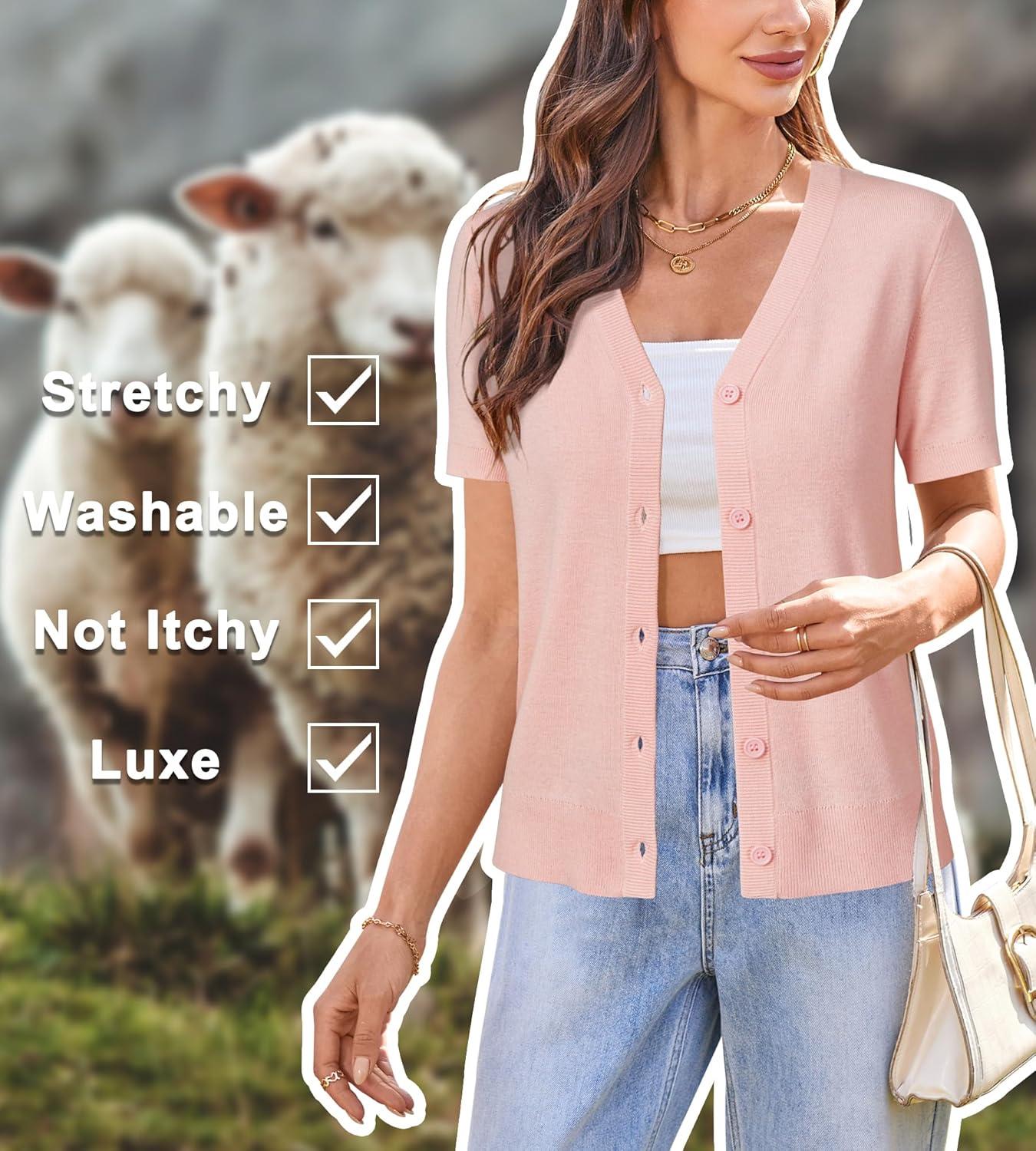 imageArachampCloz Womens Wool Blend Business Casual Cardigan Sweaters TopsLight Pink