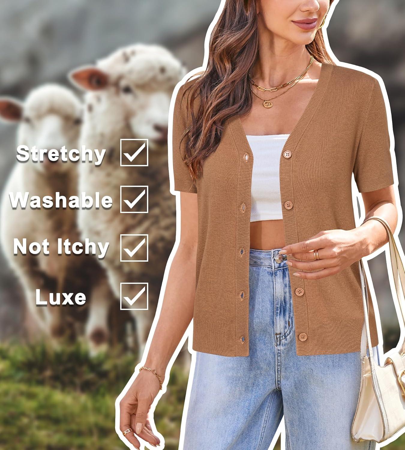 imageArachampCloz Womens Wool Blend Business Casual Cardigan Sweaters TopsMocha Mousse