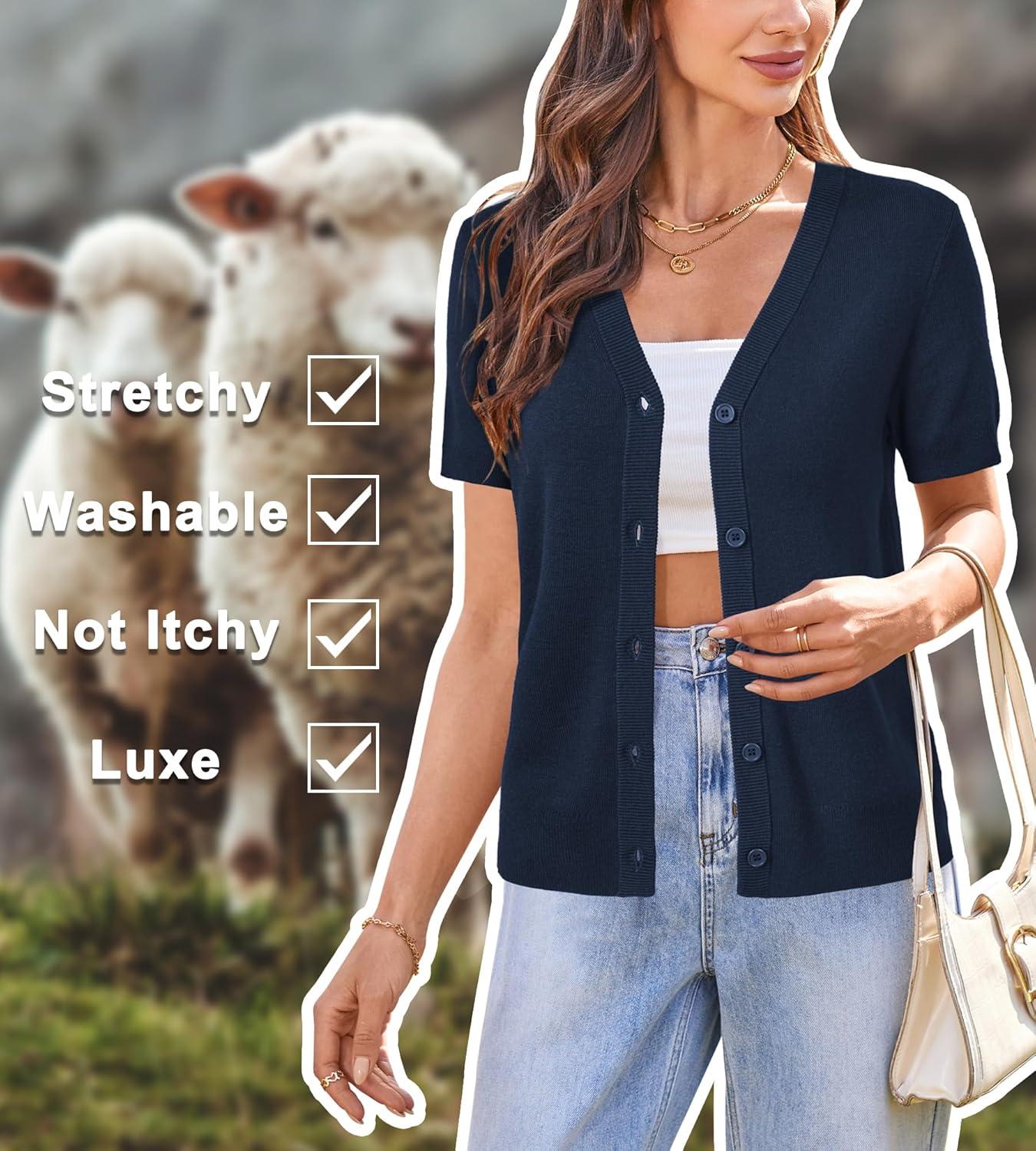 imageArachampCloz Womens Wool Blend Business Casual Cardigan Sweaters TopsNavy