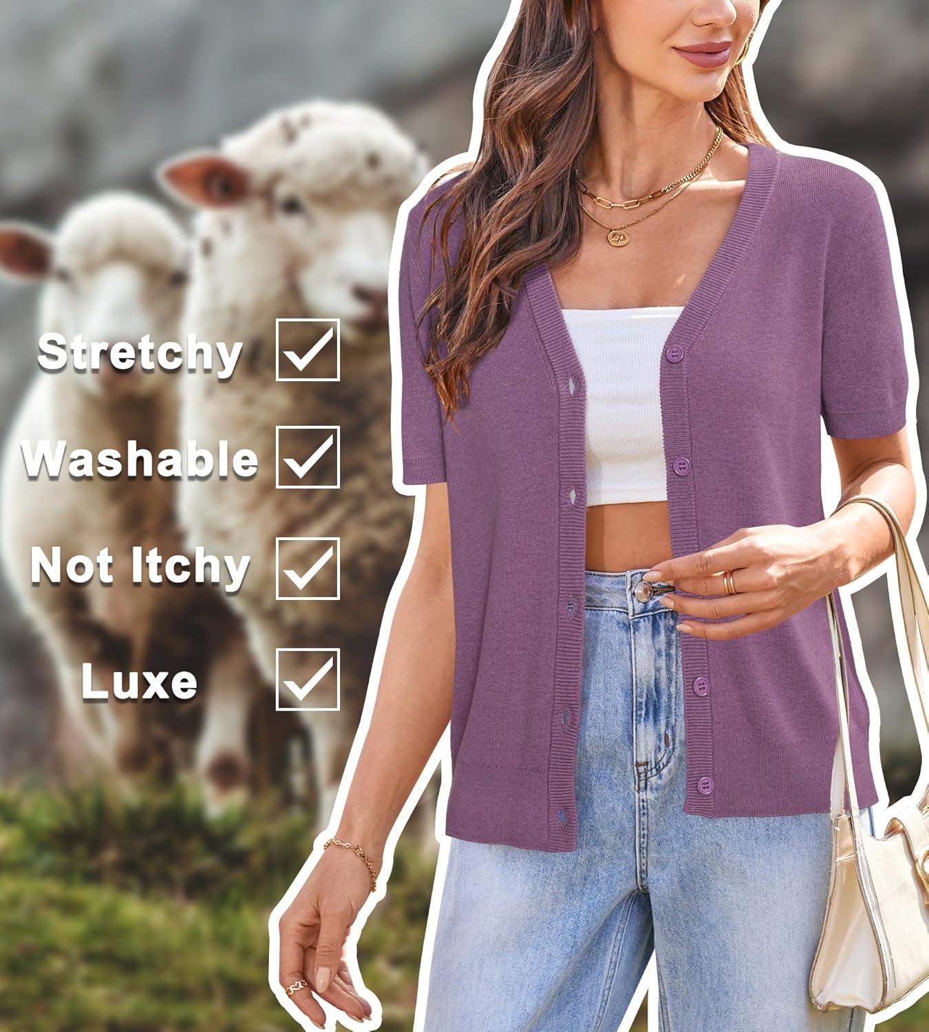 imageArachampCloz Womens Wool Blend Business Casual Cardigan Sweaters TopsPurple