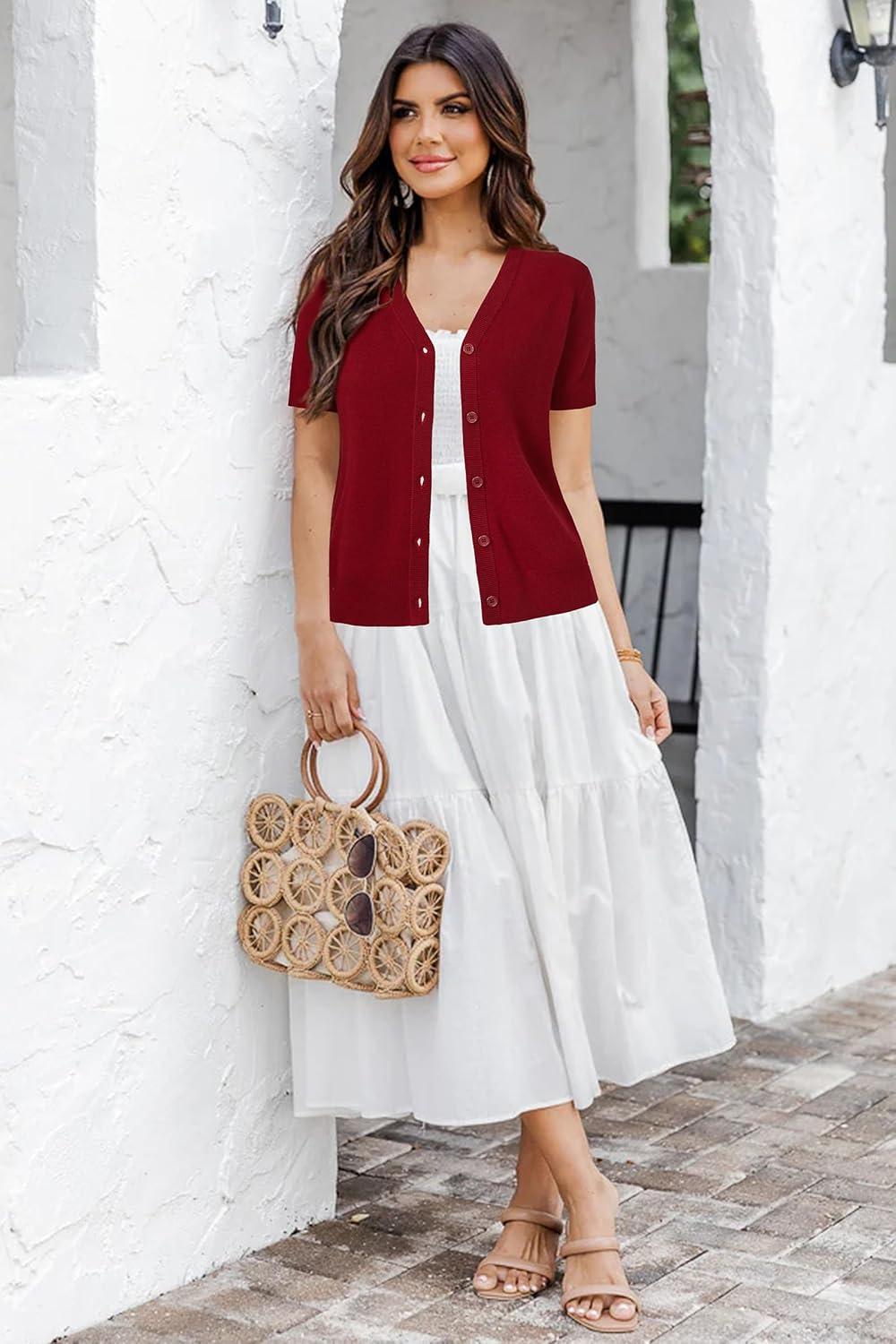 imageArachampCloz Womens Wool Blend Business Casual Cardigan Sweaters TopsRed