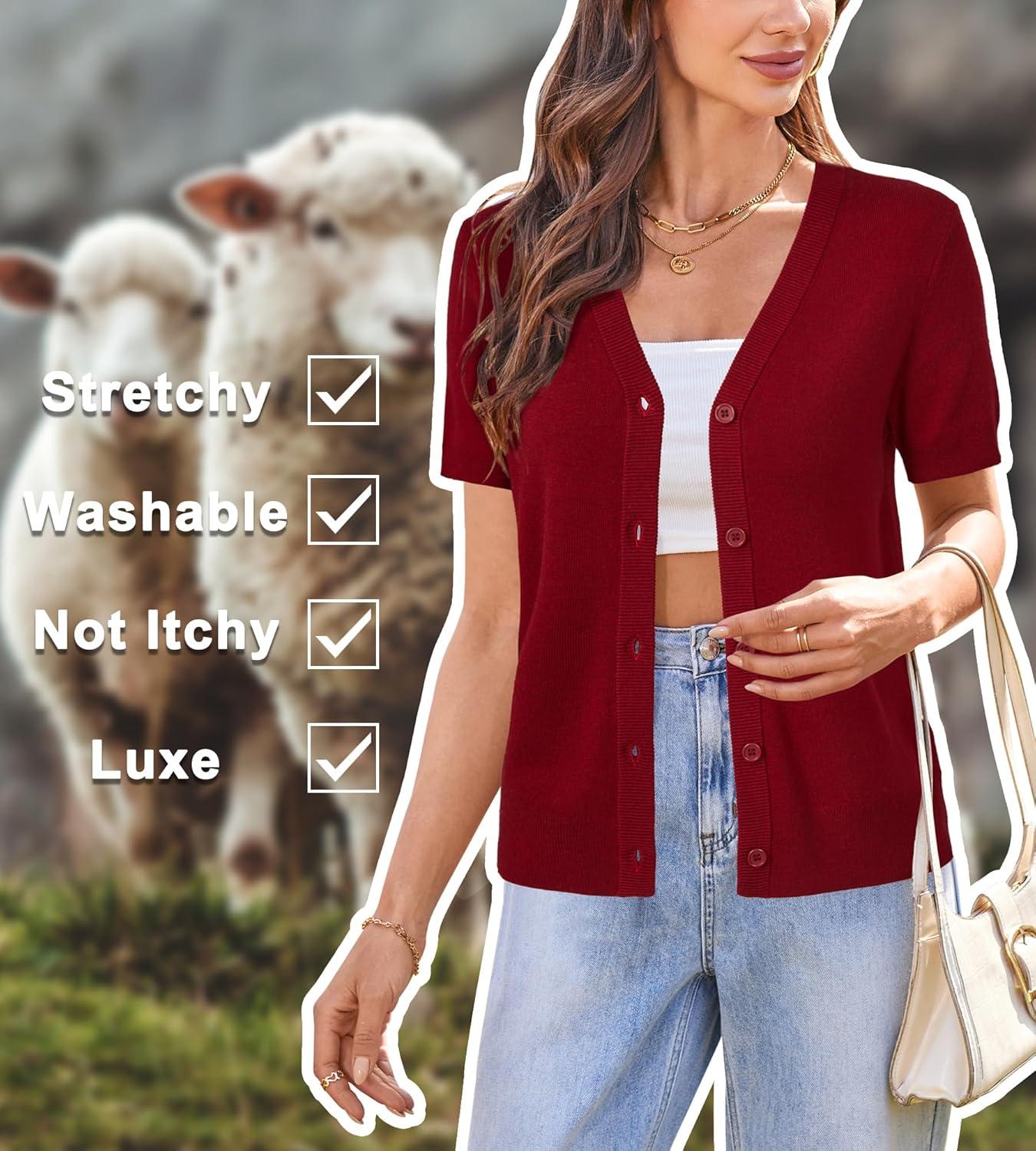 imageArachampCloz Womens Wool Blend Business Casual Cardigan Sweaters TopsRed