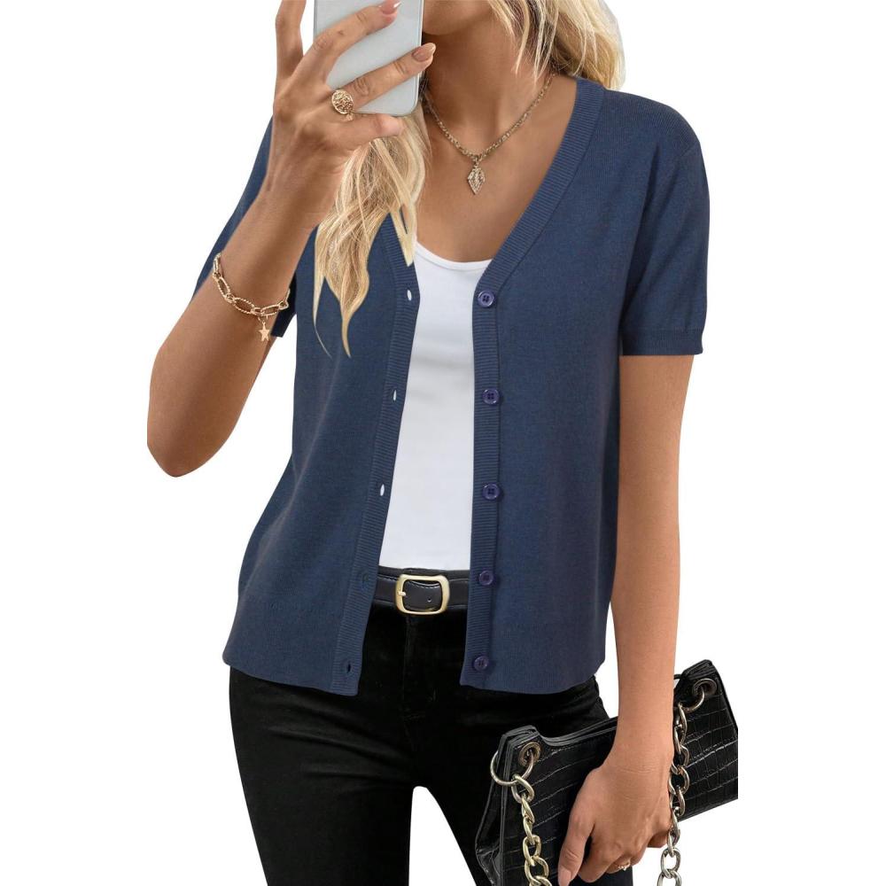 imageArachampCloz Womens Wool Blend Business Casual Cardigan Sweaters TopsBlue