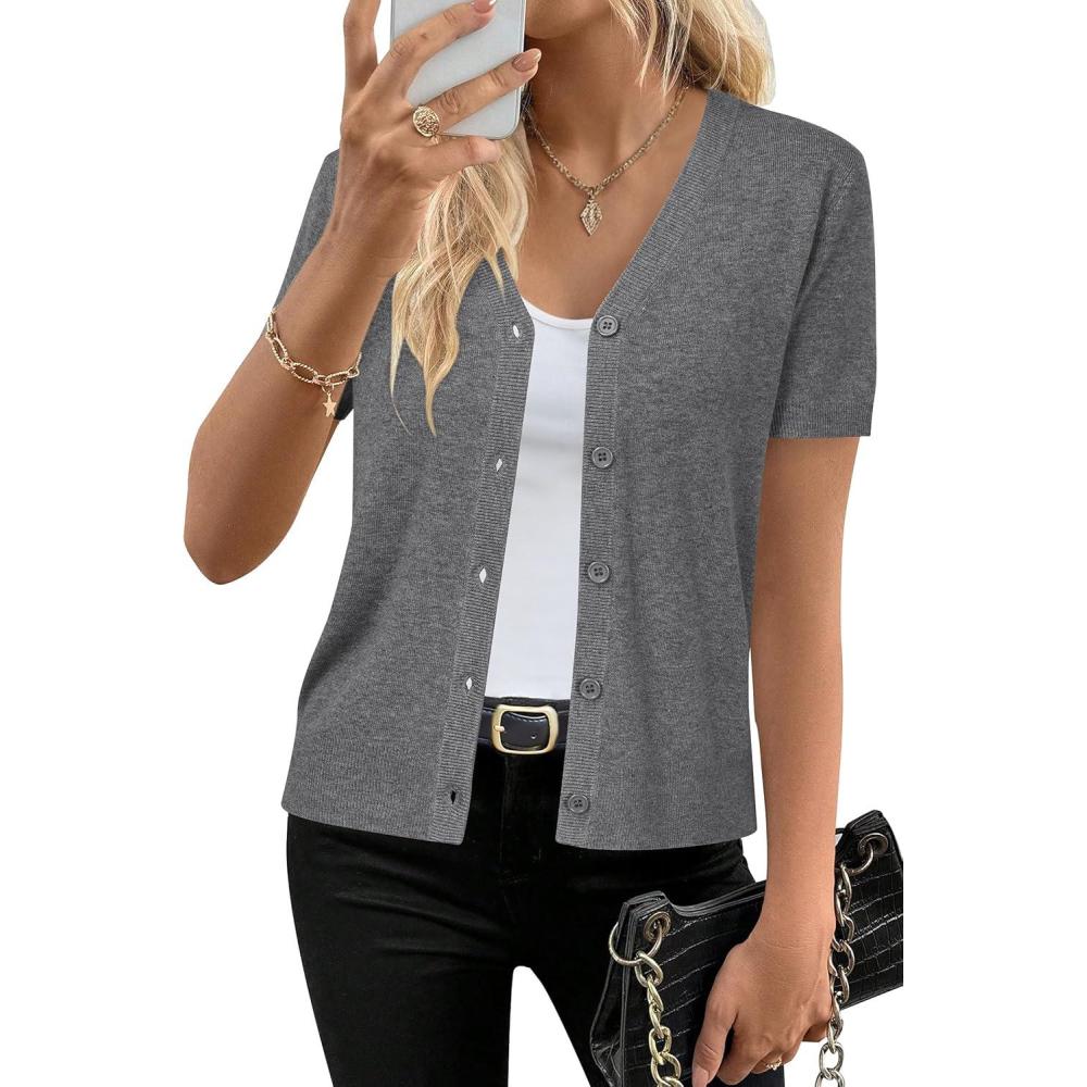 imageArachampCloz Womens Wool Blend Business Casual Cardigan Sweaters TopsDark Gray