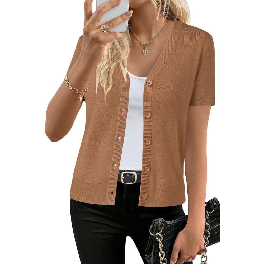 imageArachampCloz Womens Wool Blend Business Casual Cardigan Sweaters TopsMocha Mousse