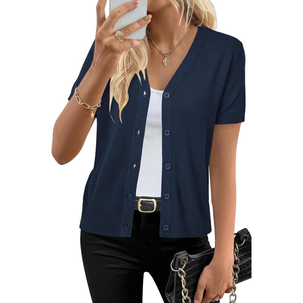 imageArachampCloz Womens Wool Blend Business Casual Cardigan Sweaters TopsNavy