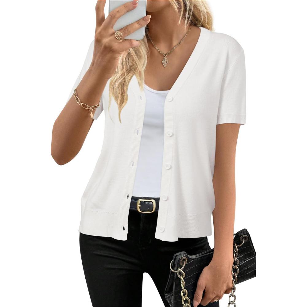 imageArachampCloz Womens Wool Blend Business Casual Cardigan Sweaters TopsOffwhite