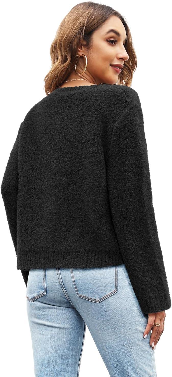 imageAampC URBAN Open Front Cardigan Sweaters for Women Button Down 2024 Fall Fashion Long Sleeve Cute Knitted Sweater with Pockets