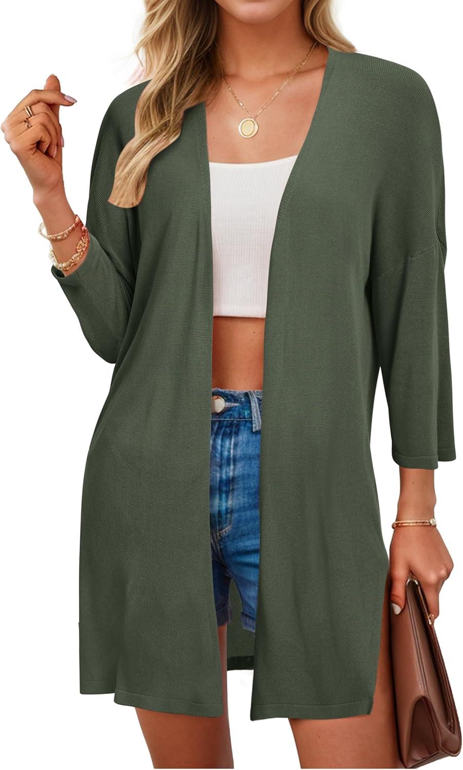 imageArachampCloz Womens Lightweight Summer Beach Kimonos CardiganArmy Green