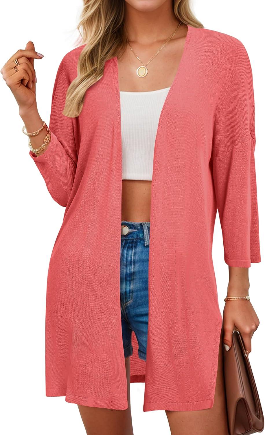 imageArachampCloz Womens Lightweight Summer Beach Kimonos CardiganCoral