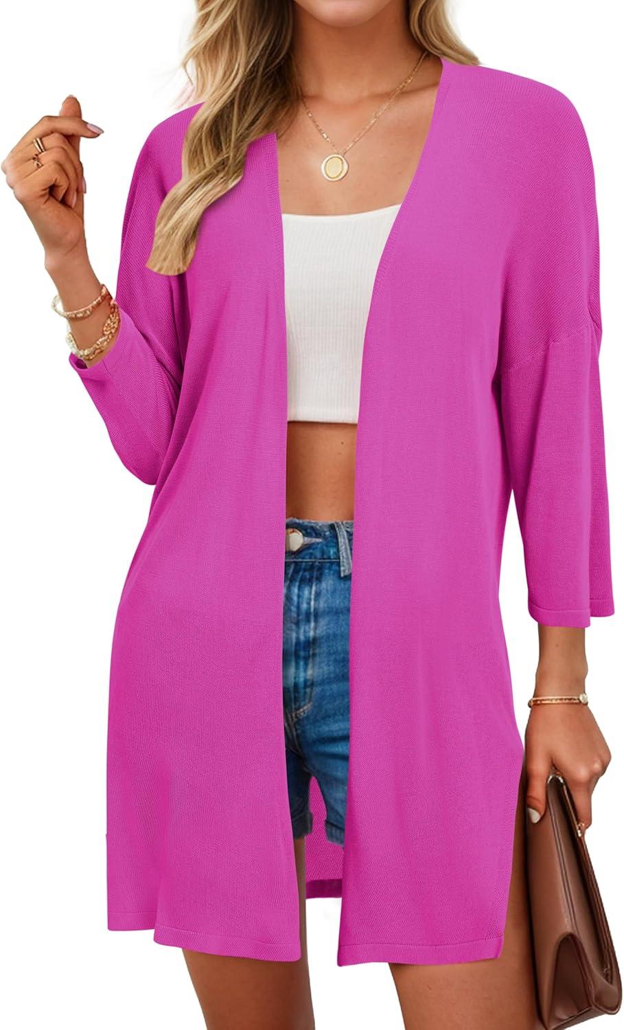 imageArachampCloz Womens Lightweight Summer Beach Kimonos CardiganHot Pink