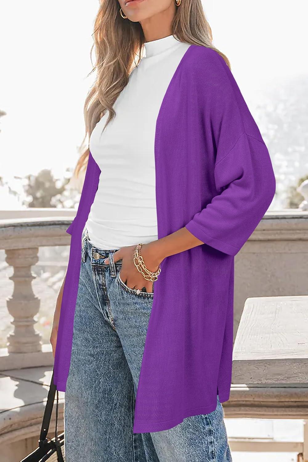 imageArachampCloz Womens Lightweight Summer Beach Kimonos CardiganPurple