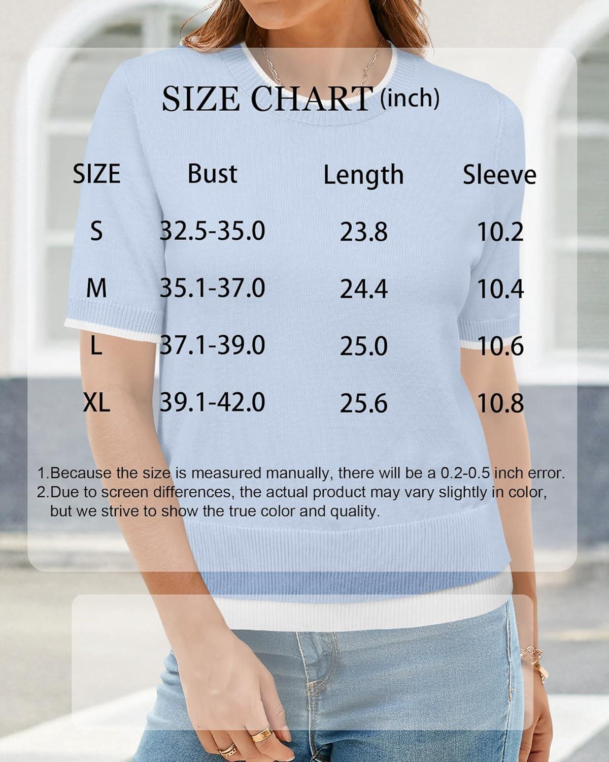 imageArachampCloz Womens Summer Fall Lightweight Tops Short Sleeve Dressy BlouseLight Bluewhite